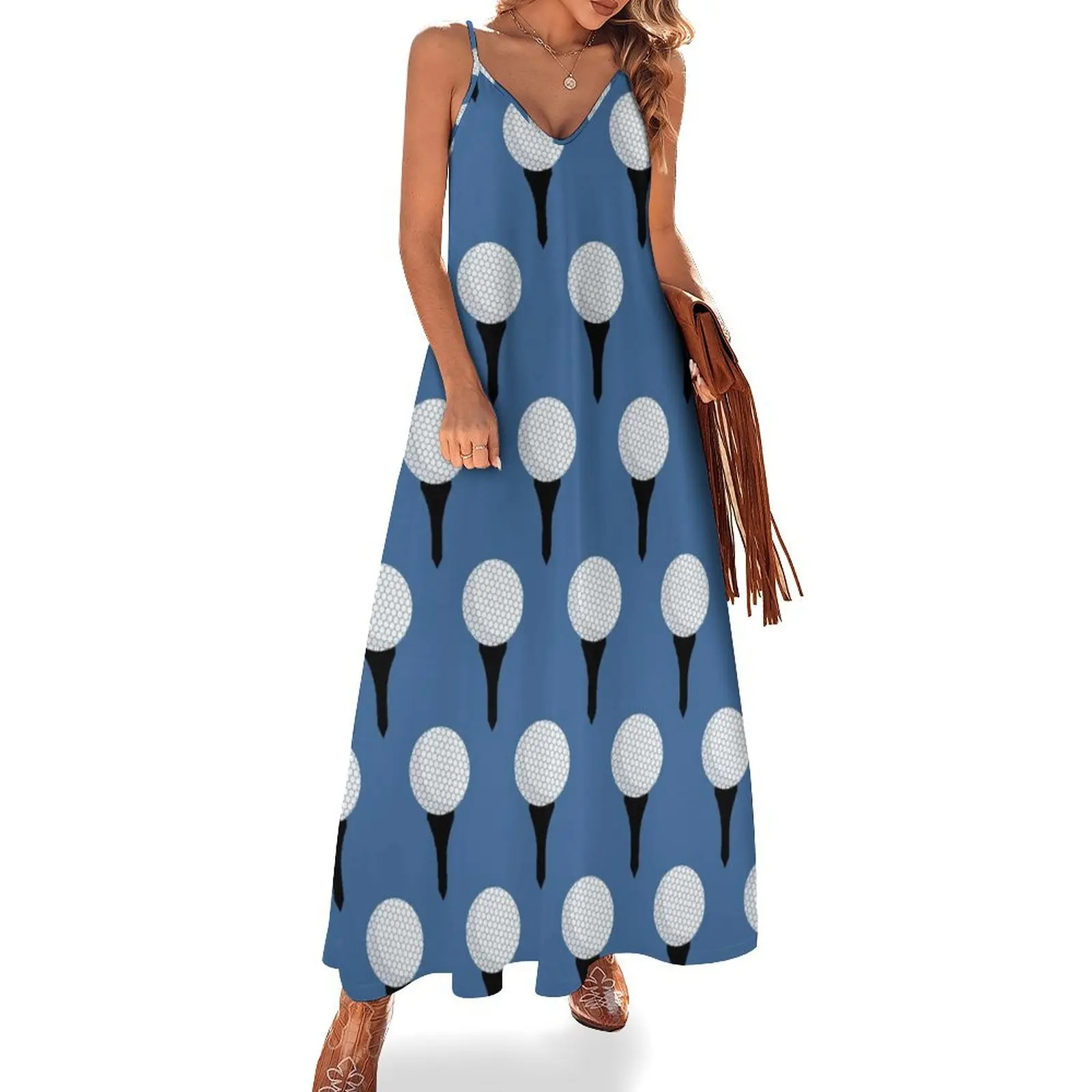 

Golf Ball and Tee Pattern (Blue) Sleeveless Dress elegant dress summer dress