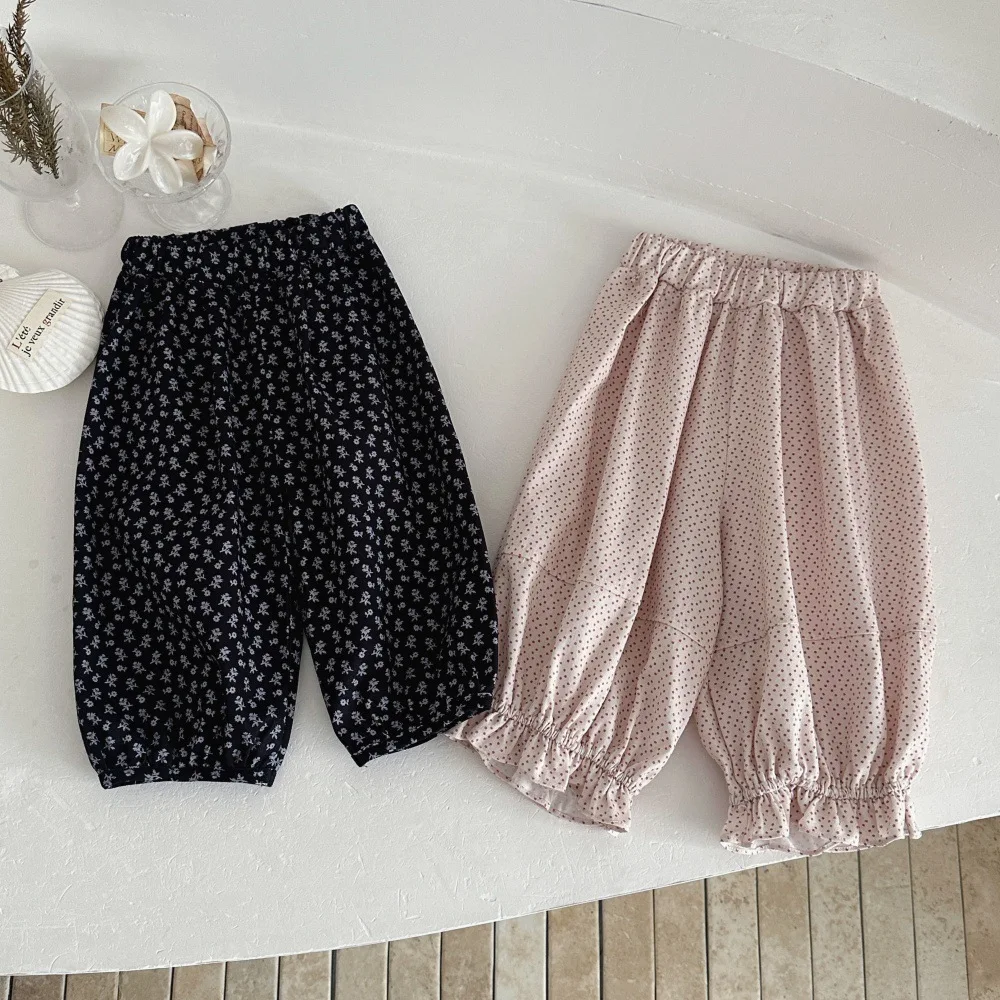 2026 Autumn New Baby Girl Loose Trousers Cotton Girls Floral Casual Pants Infant Versatile Harem Pants Toddler Clothes