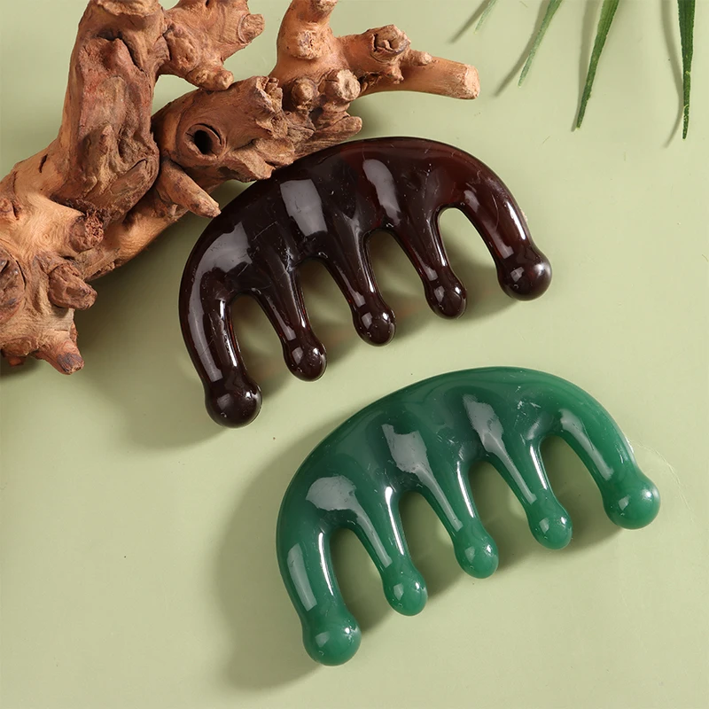 Five Teeth Meridian Massage Comb Resin Big Teeth Head Acupoint Therapy Artifact Claws Decompression Unisex Portable Scalp Comb