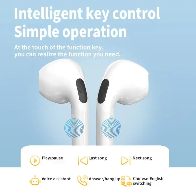 Earphone Bluetooth Pro4TWS asli, earphone nirkabel stereo, earbud dengan mikrofon, cocok untuk Xiaomi iPhone