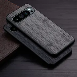 Case for Google Pixel 9 Pro XL 9A funda bamboo wood pattern Leather new phone cover Luxury coque for google pixel 9 case capa
