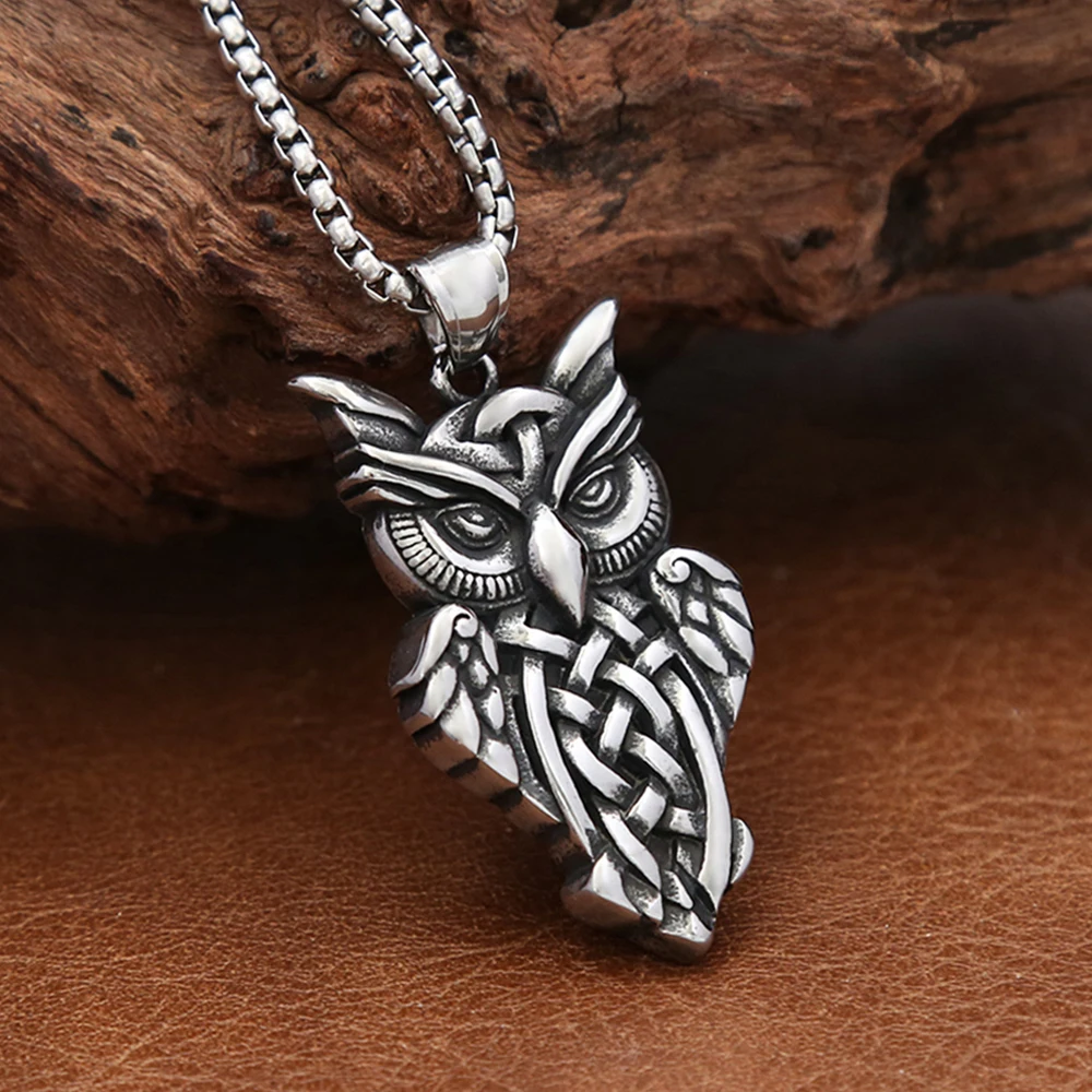 Vintage Nordic Viking Owl Pendant 316L Stainless Steel Amulet Animal Necklace Men Women Fashion Jewelry Gifts Dropshipping