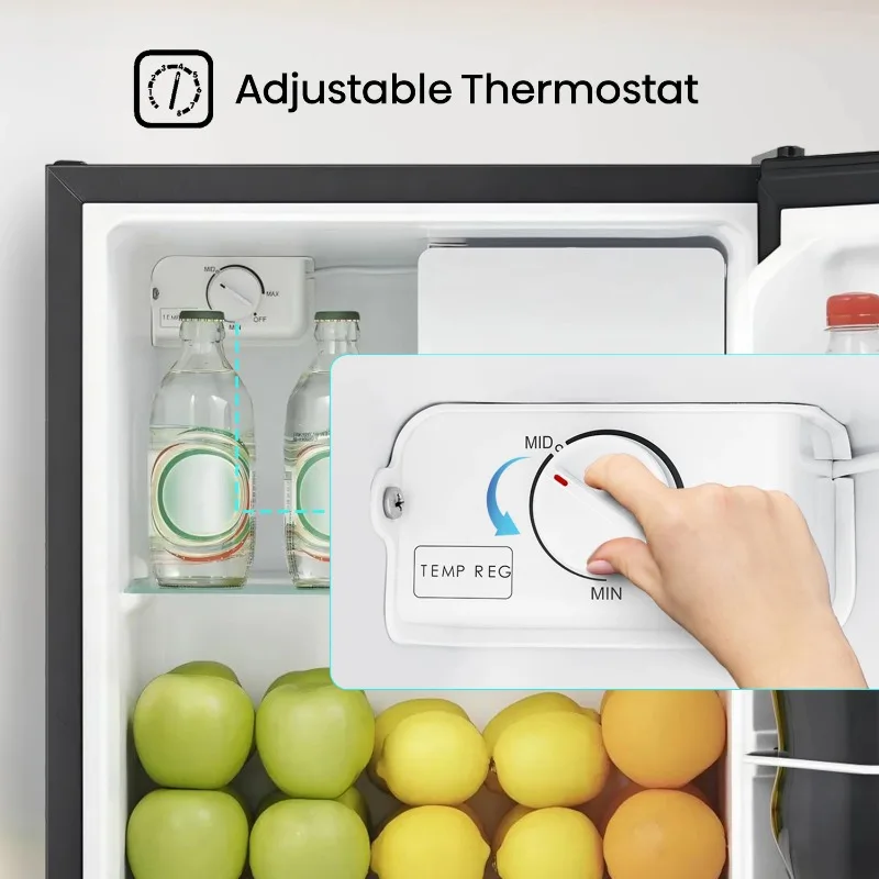 Hisense 1.6 Cu ft Single Door Mini Fridge, Black, Energy Star, 1 Year Warranty, WMS017M6XBE New