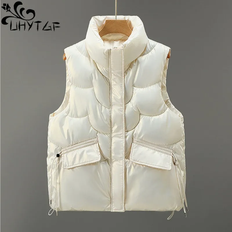 UHYTGF giacca gilet donna piumino di cotone senza maniche cappotto corto femminile Casual caldo studente autunno inverno gilet Outewear ragazza 2041