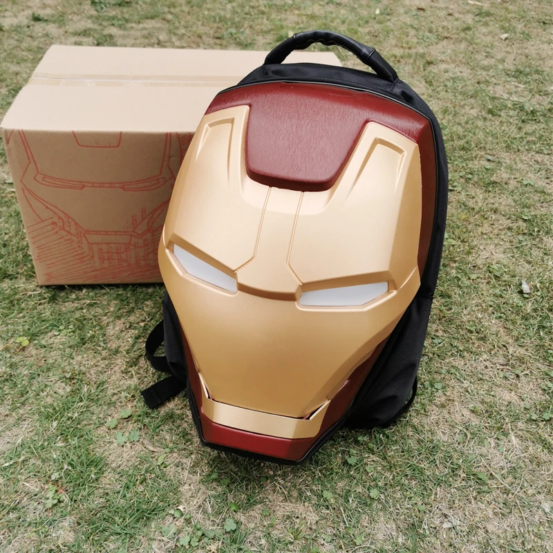 New Marvel Iron Man Motorcycle Bag Cartoon Light Up Cool Backpack Adult Travel Backpack Animation  Large  Capacity Surprise Gift