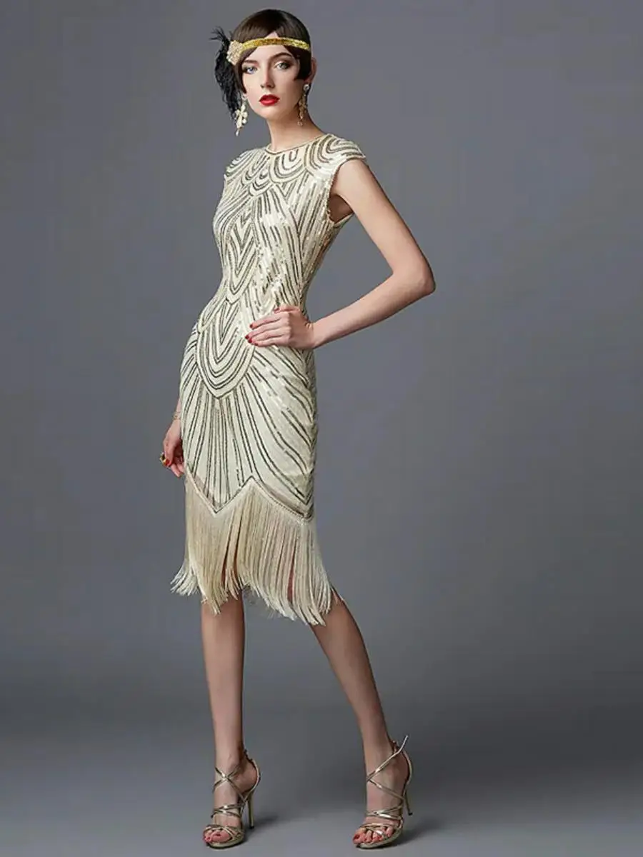 

Вечернее платье ручной работы с блестками Dr 920 s в стиле ретро в стиле Гэтсби, сценический костюм, женская этническая одежда, материал из полиэстера