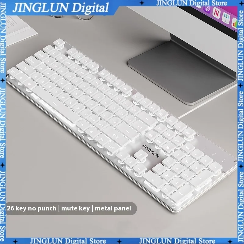 

EWEADN 710 silent keyboard real mechanical feel girls office gaming keyboard wired wireless gaming computer 104 keys