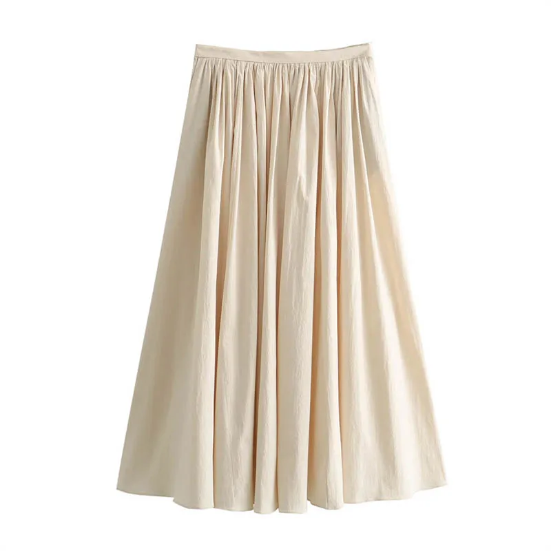 greatguy Women\'s 2024 Summer New Product Commuting Casual Versatile Solid Color Simple Pleated Loose Skirt