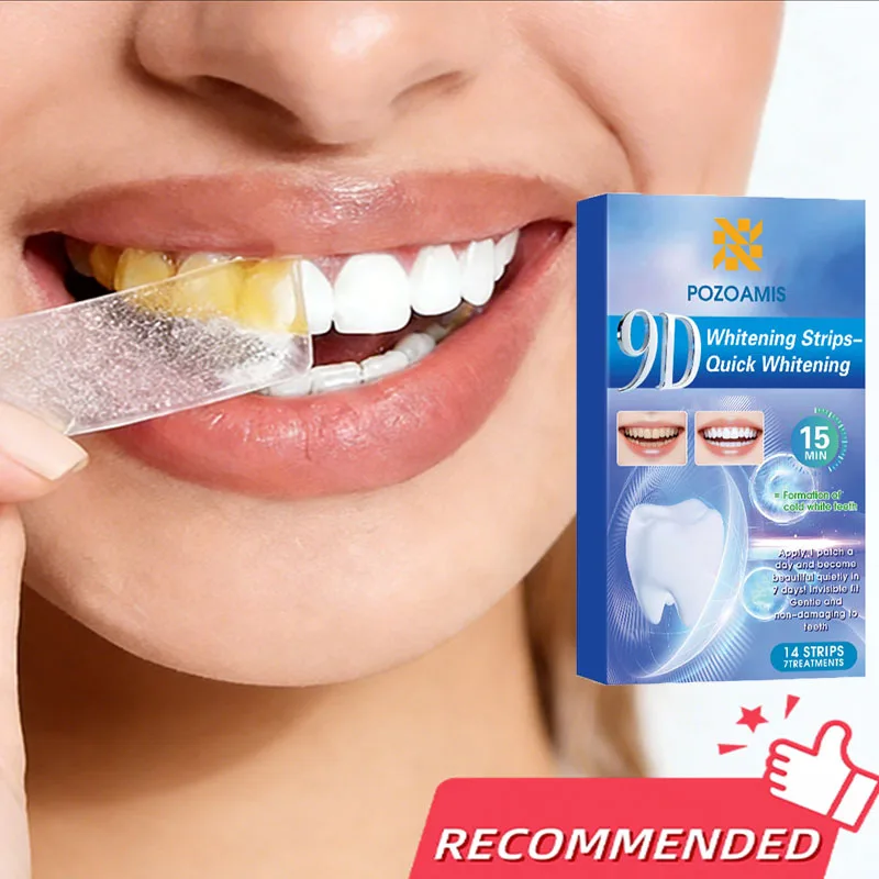 POZOAMIS 14 Whitening Teeth Gel Patches/Box, Deeply Removes Plaque, Corrects Yellow Teeth, Freshens Breath, And Soothes Tooth Sensitivity. 9D Whitening Teeth Strips, A Teeth Care Tool.