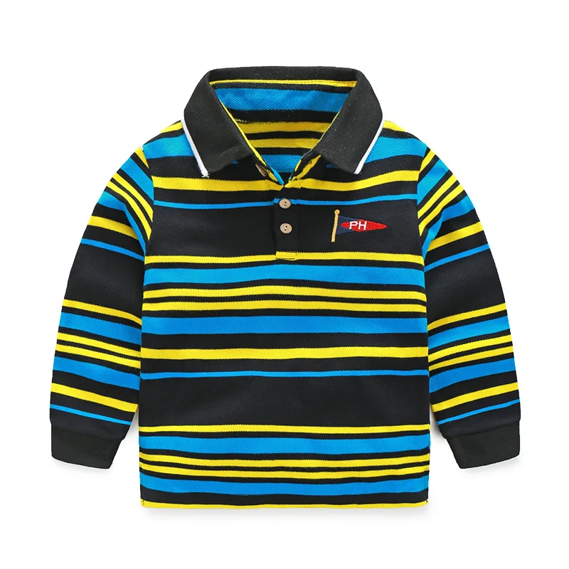 

Striped Boys Polo T-shirts Cotton Toddler Kids Long Sleeve Tees Children's Clothes