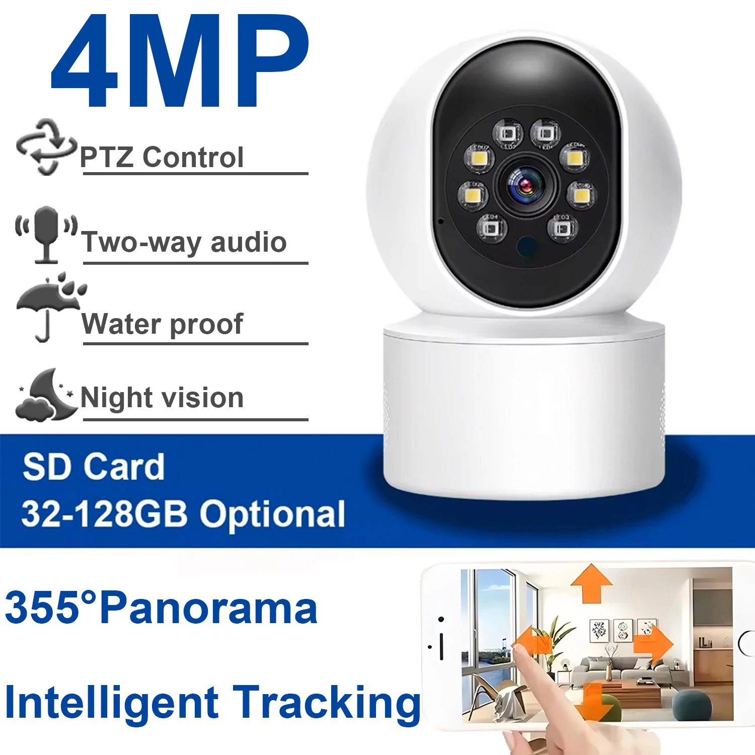 

Whole house movement Dual Lens 360°Rotatable Home Secuiry WiFi Surveillance Auto Tracking Night Vision Monitor Smart Camera NEW