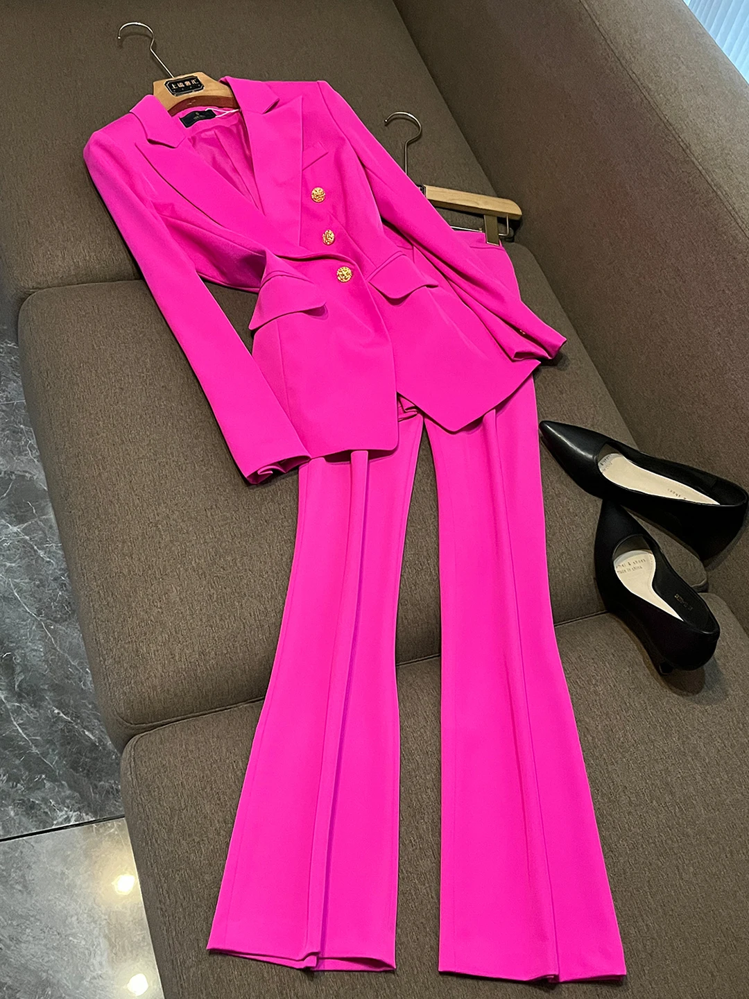 

Ele, осенне-зимний розовый длинный костюм-свек, джерси, женские брюки, юбка, комплект из футболки Sli OK20, женский ансамбль