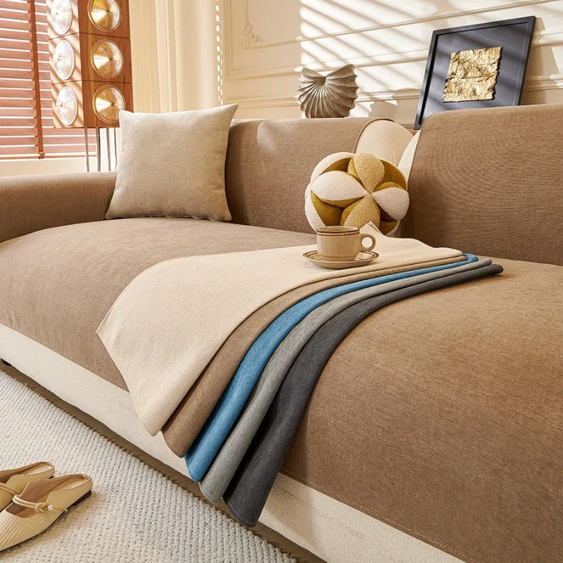 

Waterproof Chenille Sofa Cushion Anti-scratch Sofa Cover Solid Color Chenille Non-slip Sofa Protection Protection Cover