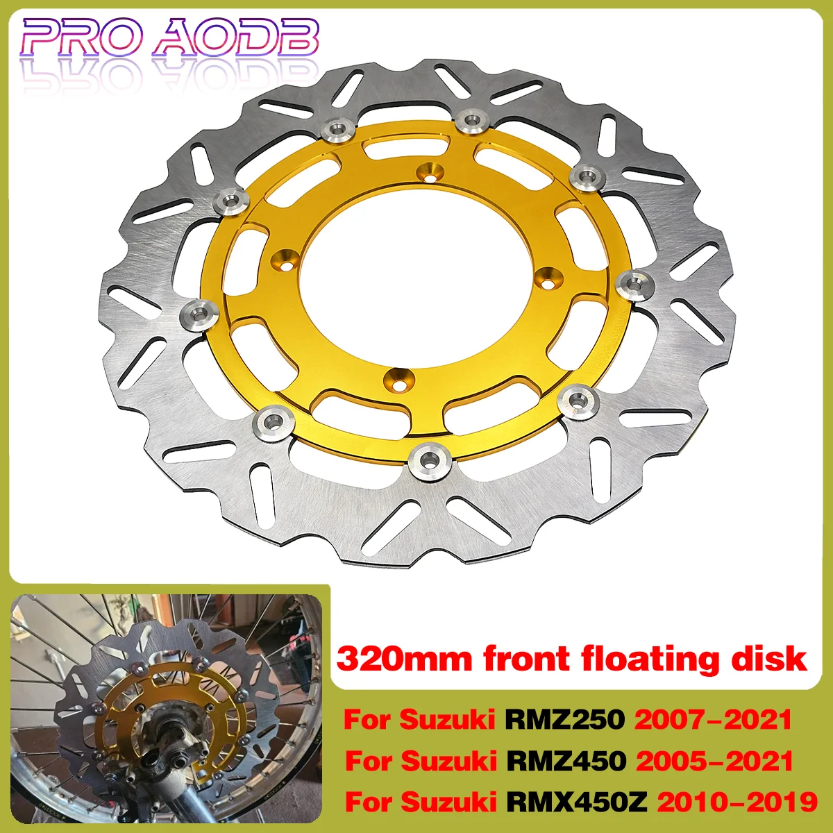 

For Suzuki RMZ250 2007-2021 RMZ450 2005-2021 RMX450Z 2010-2019 Motocross CNC 320mm Brake Front Caliper Floating Brake Disc Rotor