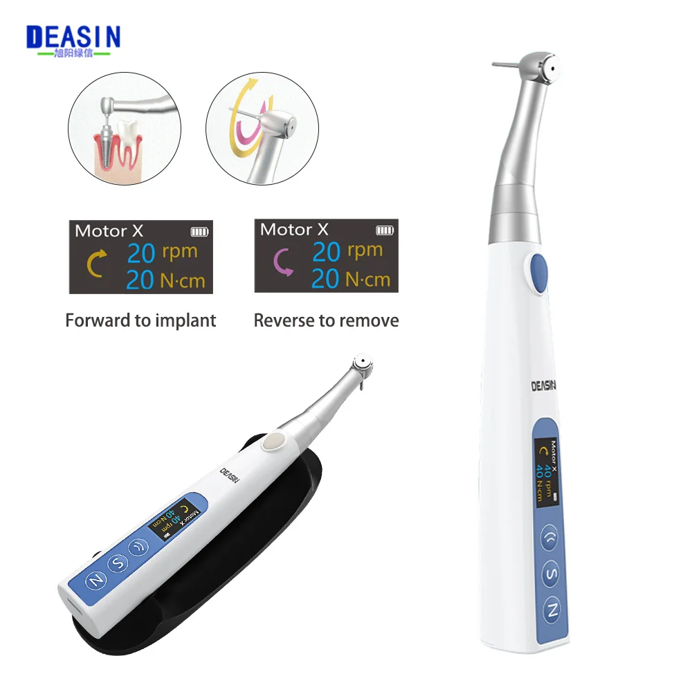 

Deasin Portable Dental Implant Torque Electric Wrench With Surgical Motor 20:1 Contra Angle 50N/cm 16 Types Screwdrivers