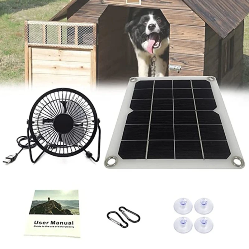 Double Blade Solars Exhaust Fan For Chicken Coops Dog Kennels Waterproofed Motor Foldable Without Battery Required A2BB