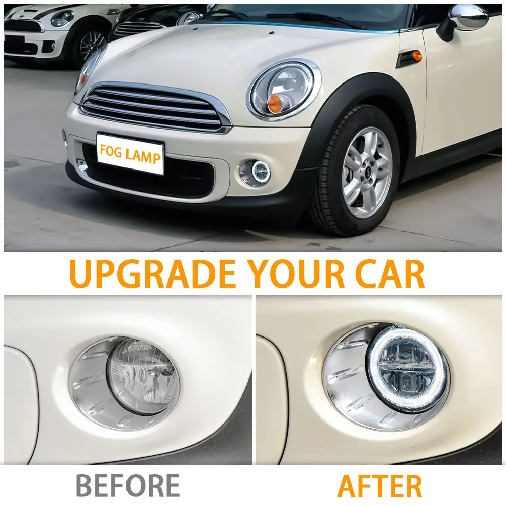 Fog Lamp With Angel Eyes For BMW Mini Cooper DRL LED Daytime Running Lights R55 R56 R57 R58 R59 R60 R61