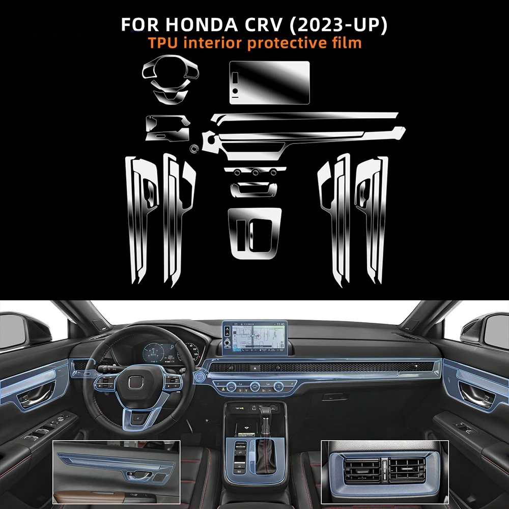 For Honda CRV CR-V 2024 2025 Interior Anti-scratch Protector Film Car Door Center Console Media Dashboard Navigation TPU Film