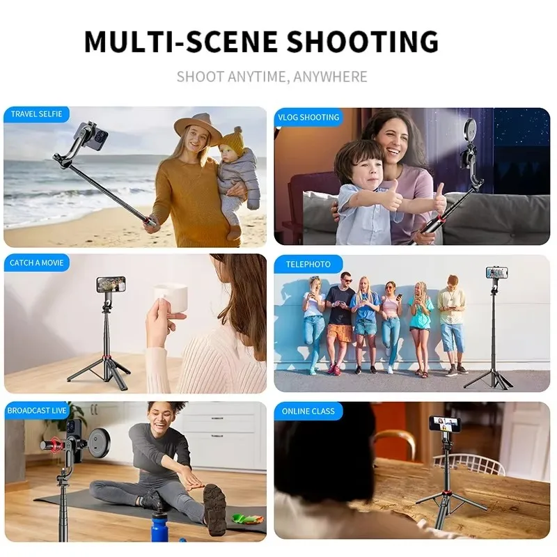 FANGTUOSI 2025 New Magnetic Selfie Stick Tripod with Remote For Cellphone For iPhone 14 13 12 Pro Max For HUAWEI XIAOMI SAMSUNG