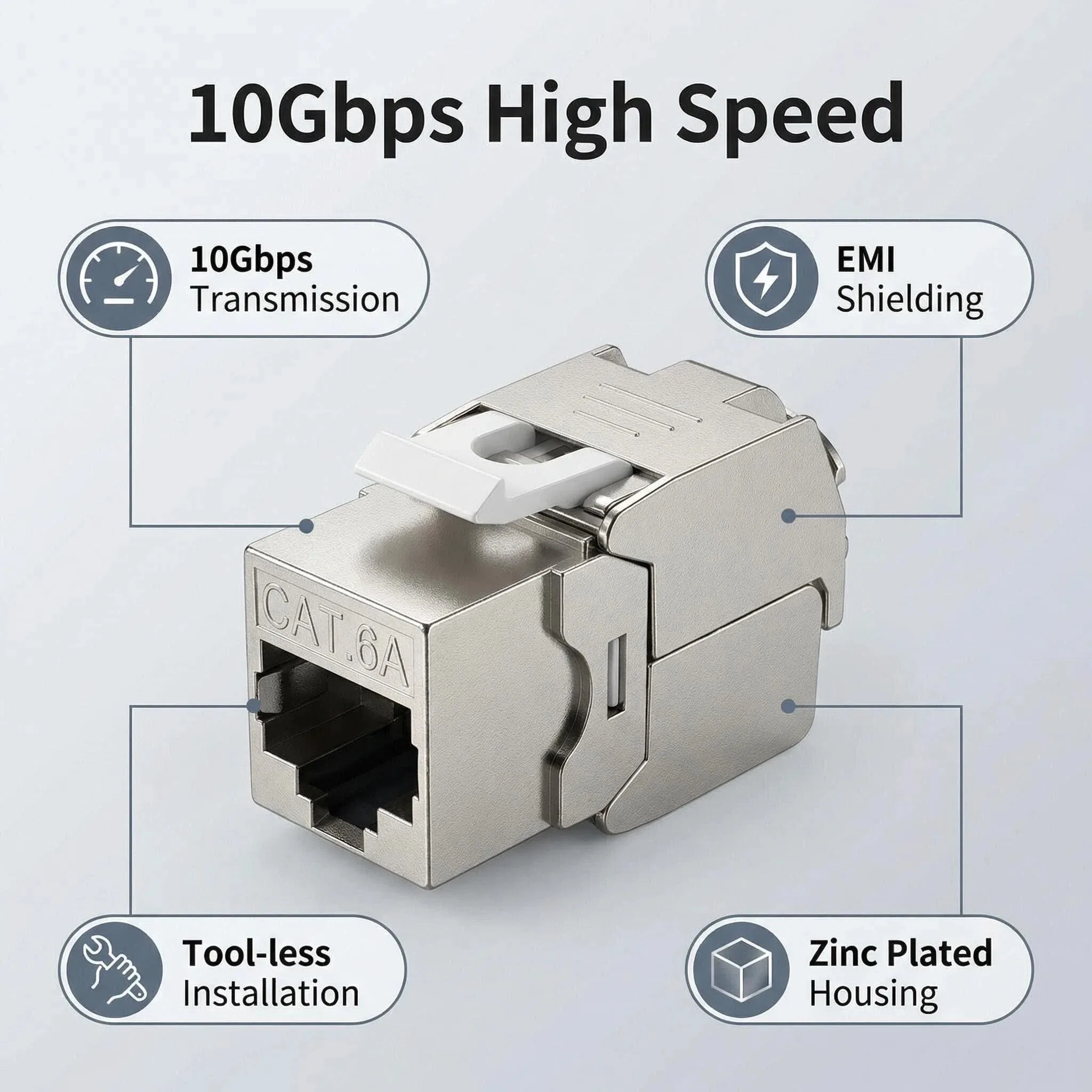

Безинструментальный сетевой разъем Cat6A RJ45 Keystone Jack, экранированный, без прокола, 10 Гбит/с, для кабеля LAN, настенных панелей и проводки