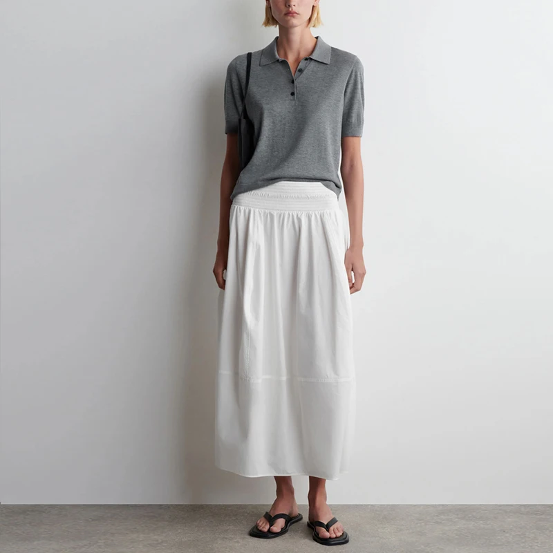 

2025 Summer New Women's High Waist A-Line Midi Skirt Patchwork f-length Polyester Fiber Z Commute Sle Loose pe