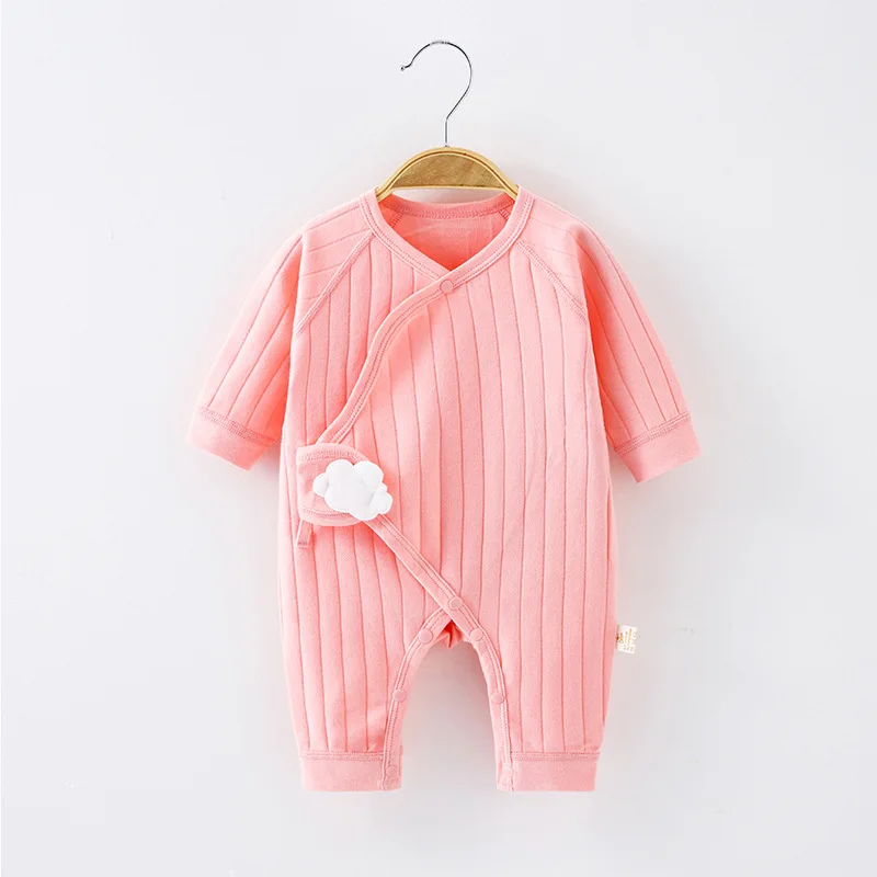 Newborn Baby Cotton One-Piece Romper Boys Girls Long Sleeve Boneless Jumpsuit Clothes Infant Pajamas Four Seasons