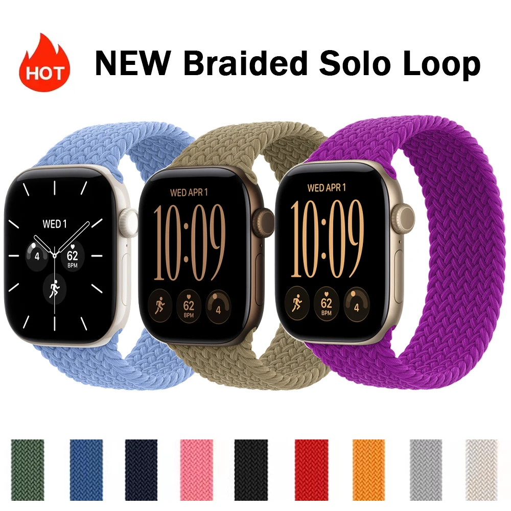 Pleciony pasek Solo Loop do Apple Watch Serii 12 11 10 9 7 8 SE Ultra 4 3 49mm 46mm 42mm 44mm 45mm Bransoleta Correa Paski do iWatch
