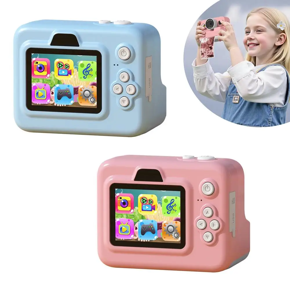 子供用インスタントプリントカメラかわいいミニ写真印刷HDカメラ1080P解像度128GBメモリカード付き写真撮影に最適Z3U2