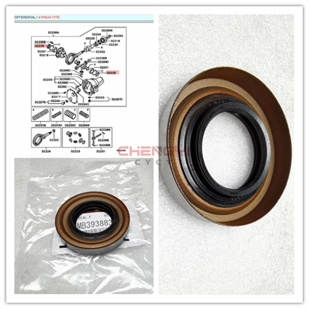 Differential Side Oil Seal Half Shaft Oil Seal For Pajero Montero V31W V33W V43W V45W V73W V77W V93W V97W KH6W MB393883 BD3298E