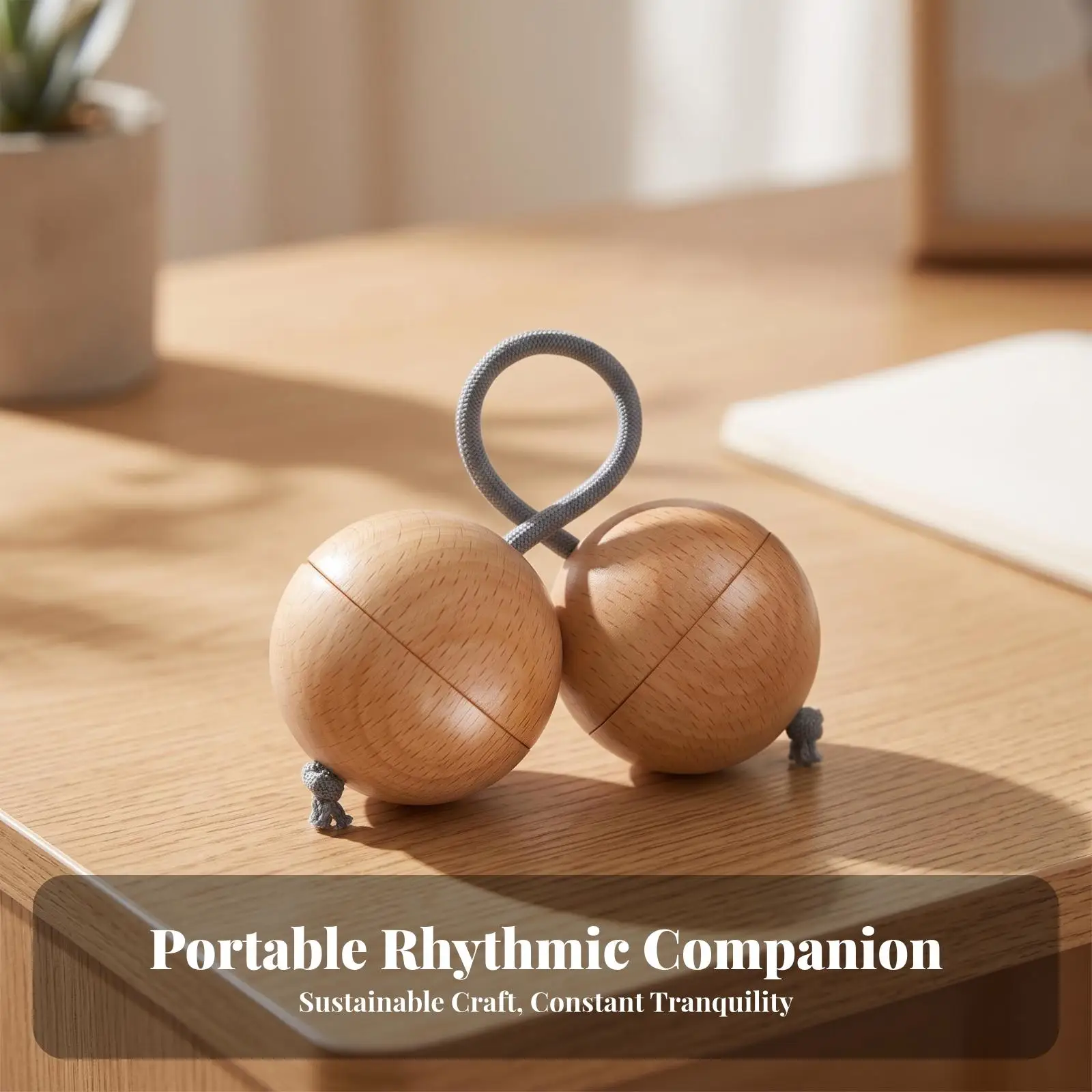 Wooden Hand Shaker Instrument Rhythm Percussion Ball for Music Tempo Practice Beech Sand Shaker for Adult Beginners