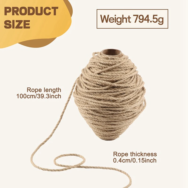 5Mm Twine 328 Feet Braided Natural Jutes Rope For DIY Gardening, Crafting, Bundling Cat Scratching Post, Home Decor