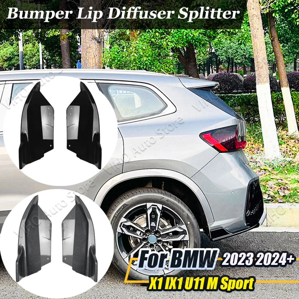 For BMW X1 iX1 U11 U12 M Sport 2023 2024 Car Rear Bumper Lip Side Spoiler Corner Protector Diffuser Splitter Tuning Body Kit