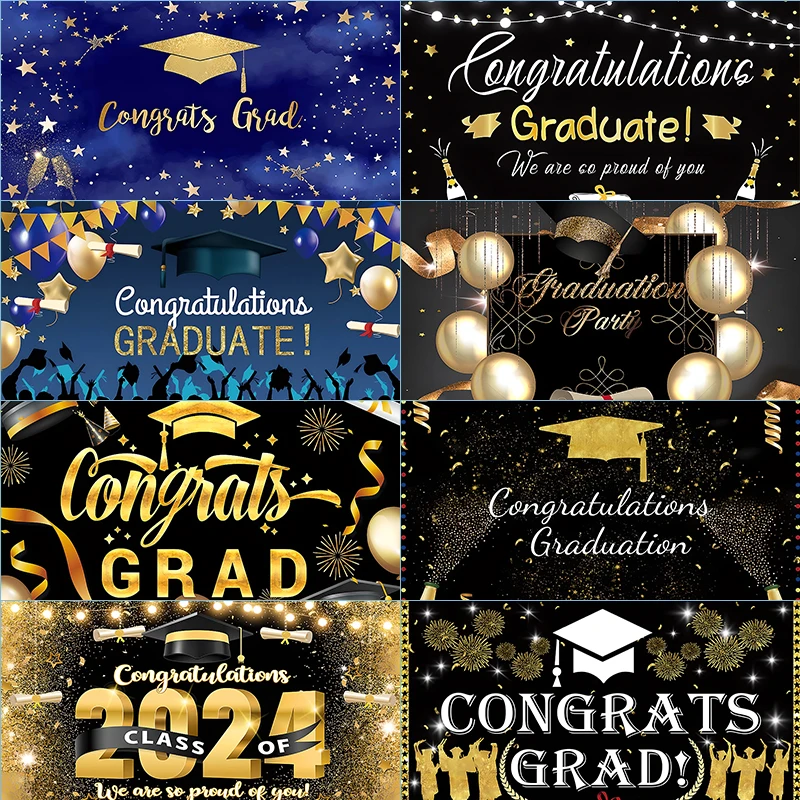 Class of 2024 Graduation Prom Congratulations to Graduates Photo Backdrop Props Happy Photography Wall Disposable Party Props