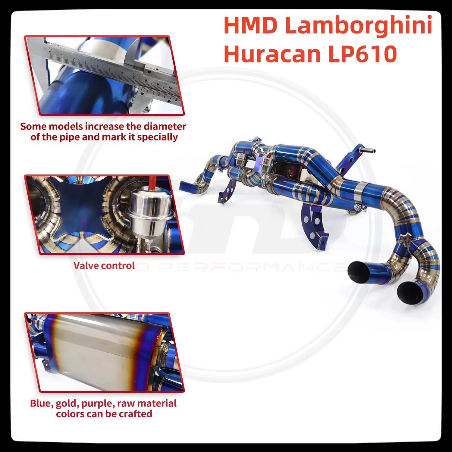 HMD Hot sale items Titanium Exhaust Pipe Catback for Lamborghini Huracan LP610 LP580  Custom Valve Muffler for Car Accessories