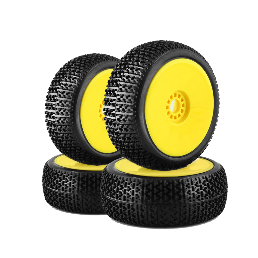 4Pcs 1/8 4WD Nitro Off Road Buggy Tires Wheel Rims 17mm Hex for 1:8 Scale RC Car HSP HPI Kyosho ZD Hongnuo Redcat Traxxas
