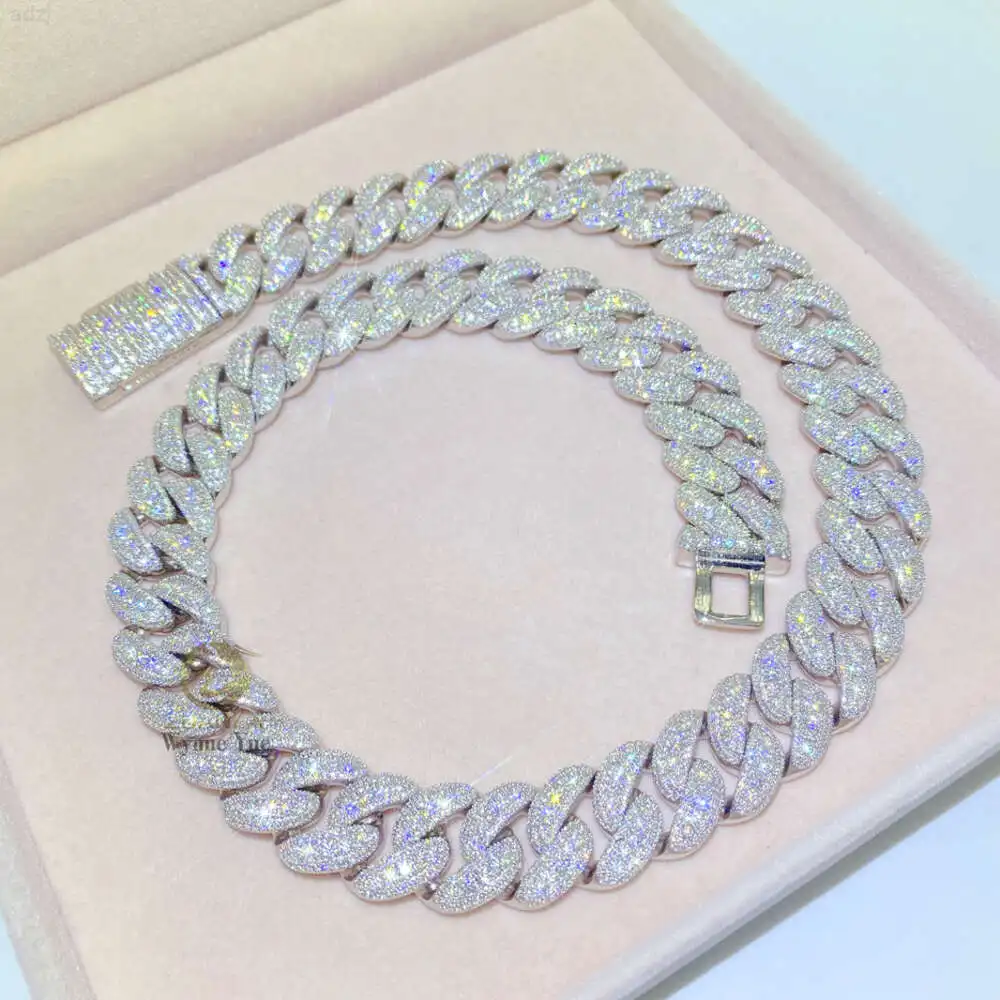 Fresh Bussdown 350g Hiphop 18mm S925 Iced Out Flawless Moissanite Miami Cuban Link Chain