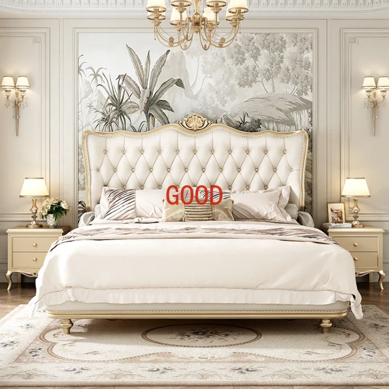 Light Luxury Double Bed French Princess Modern Crown Double Bed Master Bedroom Camas De Dormitorio Furniture Home