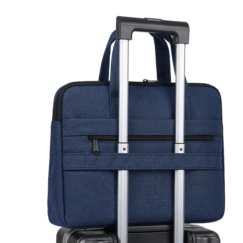 15.6' Waterproof Laptop Briefcase With Luggage Strap, Portable Notebook Handbag for Men Women Office Travel
