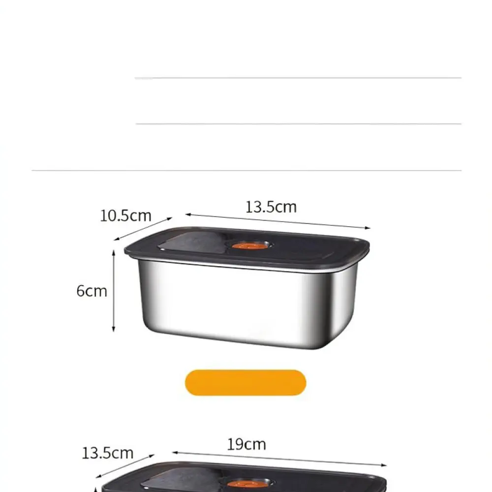 Kitchen Food Organizer Stainless Steel Container With Lid Rectangular Tray For Fridge Meat Vegetable Preservation