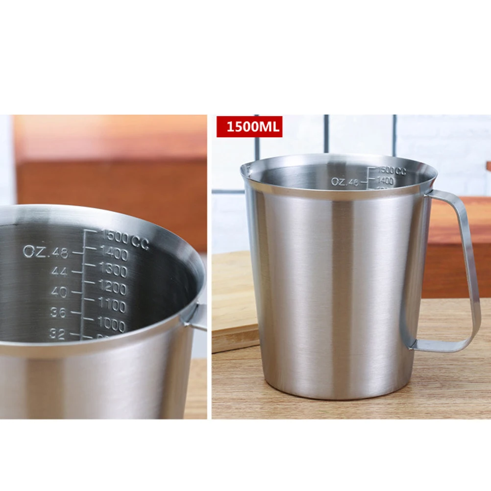

1500 ML Measuring Cups Stainless Steel Coffee with Scales Measure Silver Baking