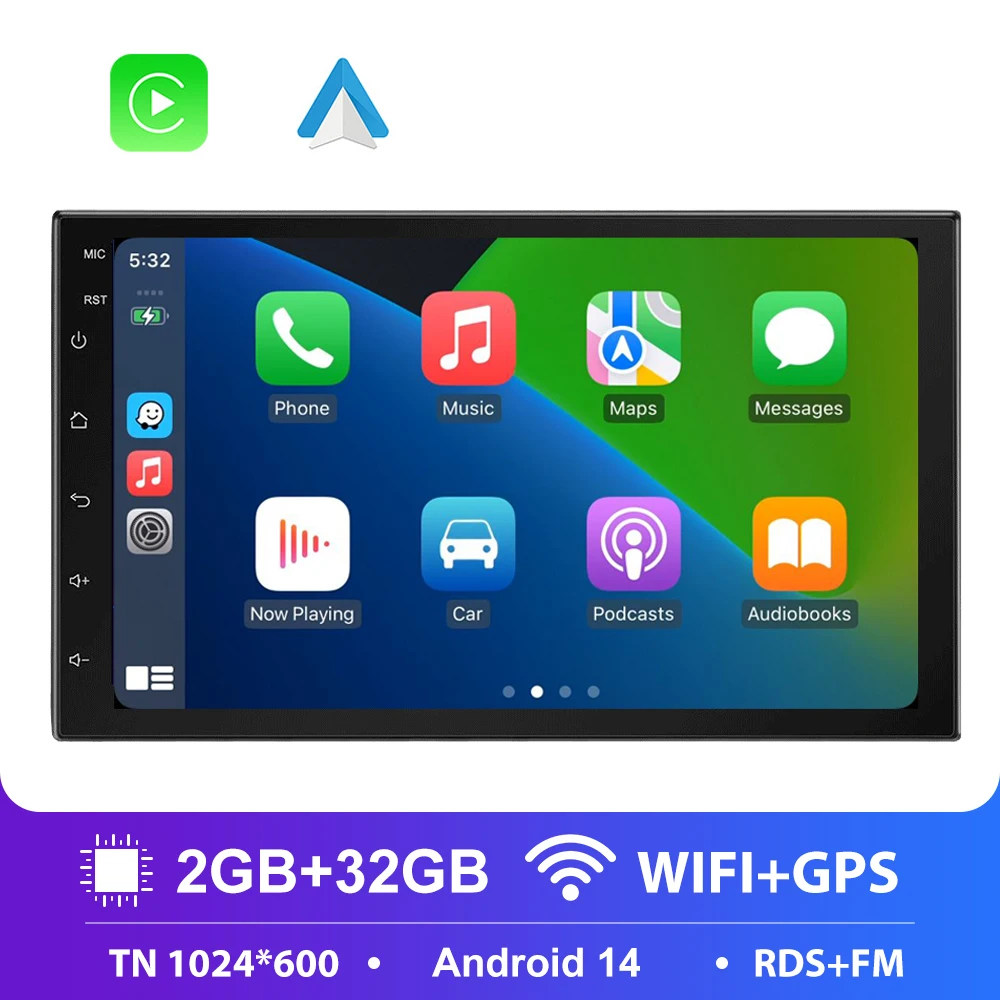 7 Inch Autoradio 2 Din Android 13 Carplay Android Auto Universele Auto Multimedia Speler Autoradio HD Touchscreen FM Bluetooth