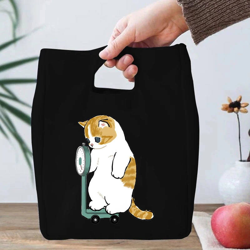 Cartoon Women Kids Lunch Bag Bobo Tea Cat Print Thermal Insulation Portable Lunch Pouch Women Men Food Fresh Cooler Lunch Bags