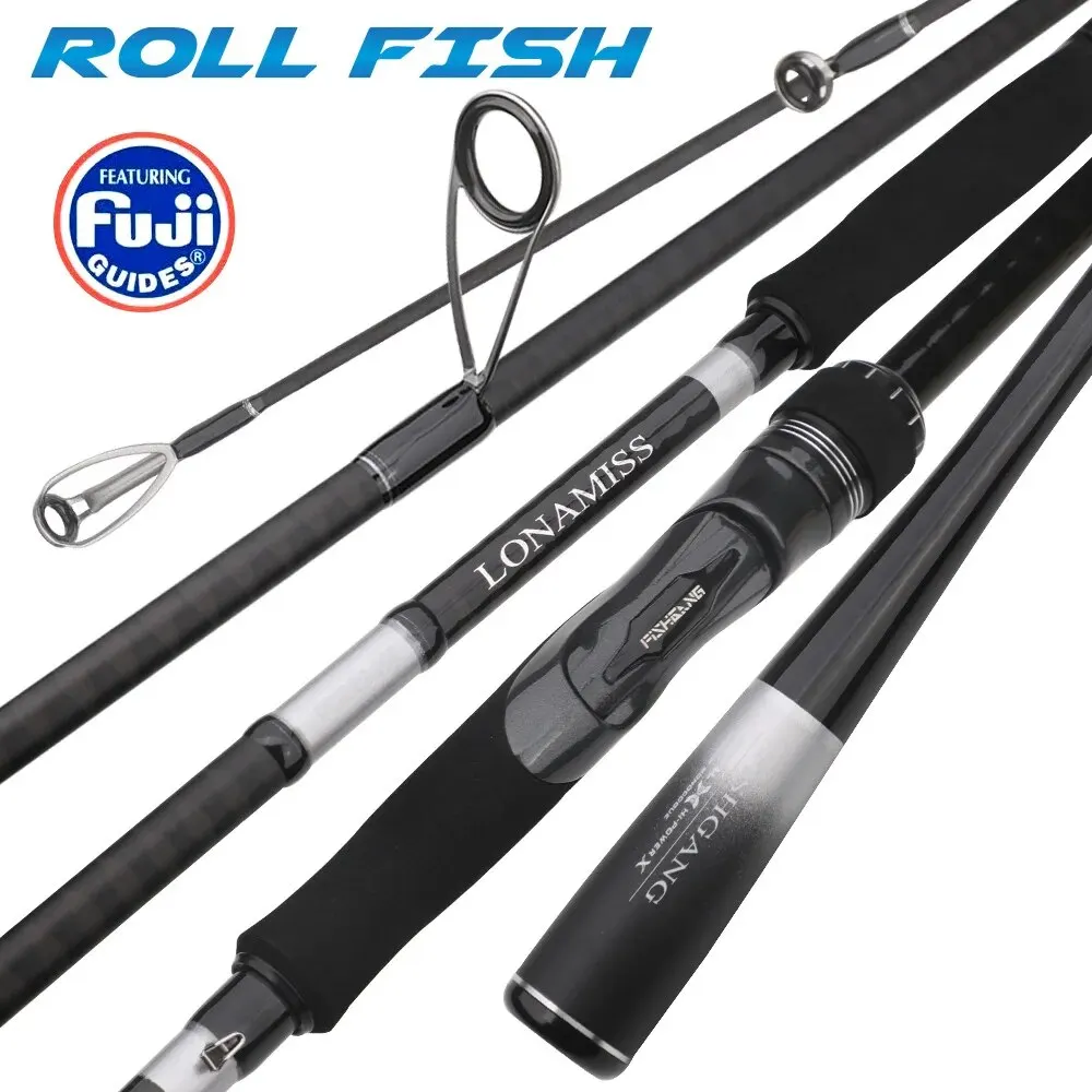 ROLLFISH Spinning Shore Jigging Fishing Rod Distance Throwing Shot Rod Surf Fuji Parts Cross Carbon Ocean Rod 2.4M/2.7M/2.9M