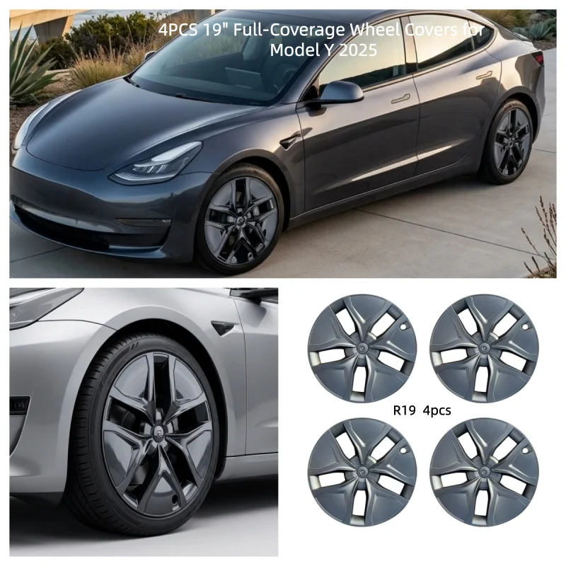 4PCS For Model Y Juniper 2025 202 19In Wheel Cover Full Rim Edge Protectors Replacement Hubcaps Auto Modification Accessories