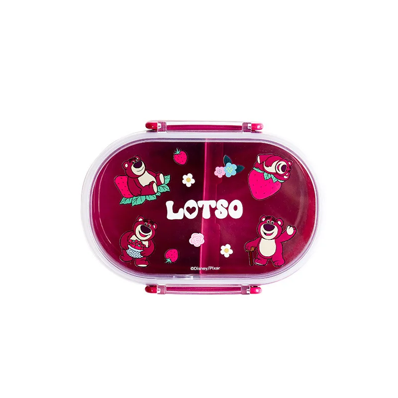 Lotso Lunch Box Anime Disney Chopsticks Sealed Lunch Box Four Side Buckles Crisper Box Washable Student Cutlery Set Crisper Box