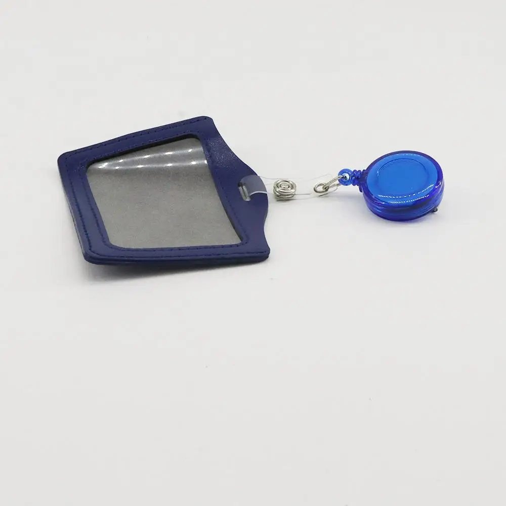 Work Card Badge Holder Clip PU Leather Card Holder Clip Retractable Badge Reels Nurse Doctor ID Badge Holder Name Card Holder