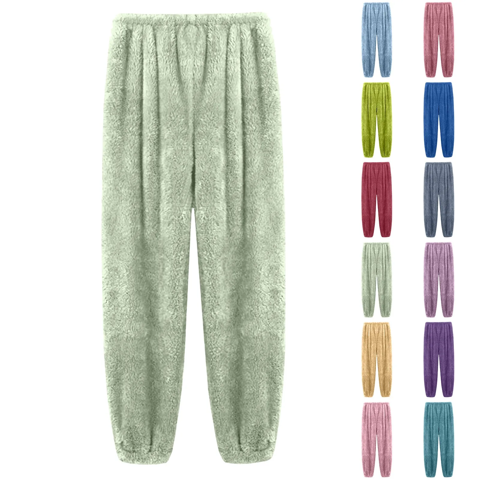 

Women Velvet Pajama Pants Elastic Waist Home Casual Warm Woolen Pants Cashmere Trousers For Women Autumn Winter