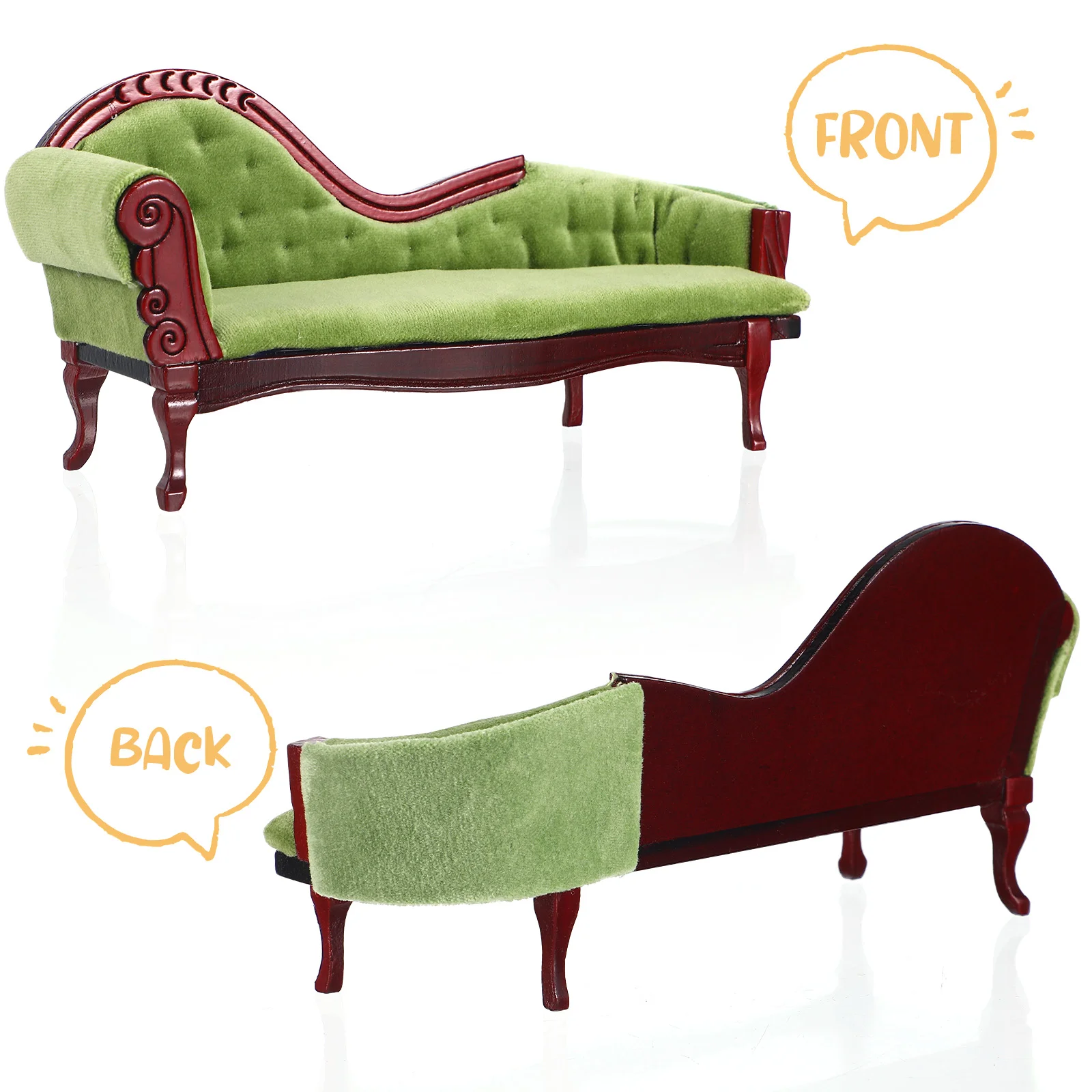 Dom Mini Szezlong Kanapa Ozdoby Domek dla lalek Akcesoria Miniaturowa Sofa Model Akcesoria Meble Brzoza