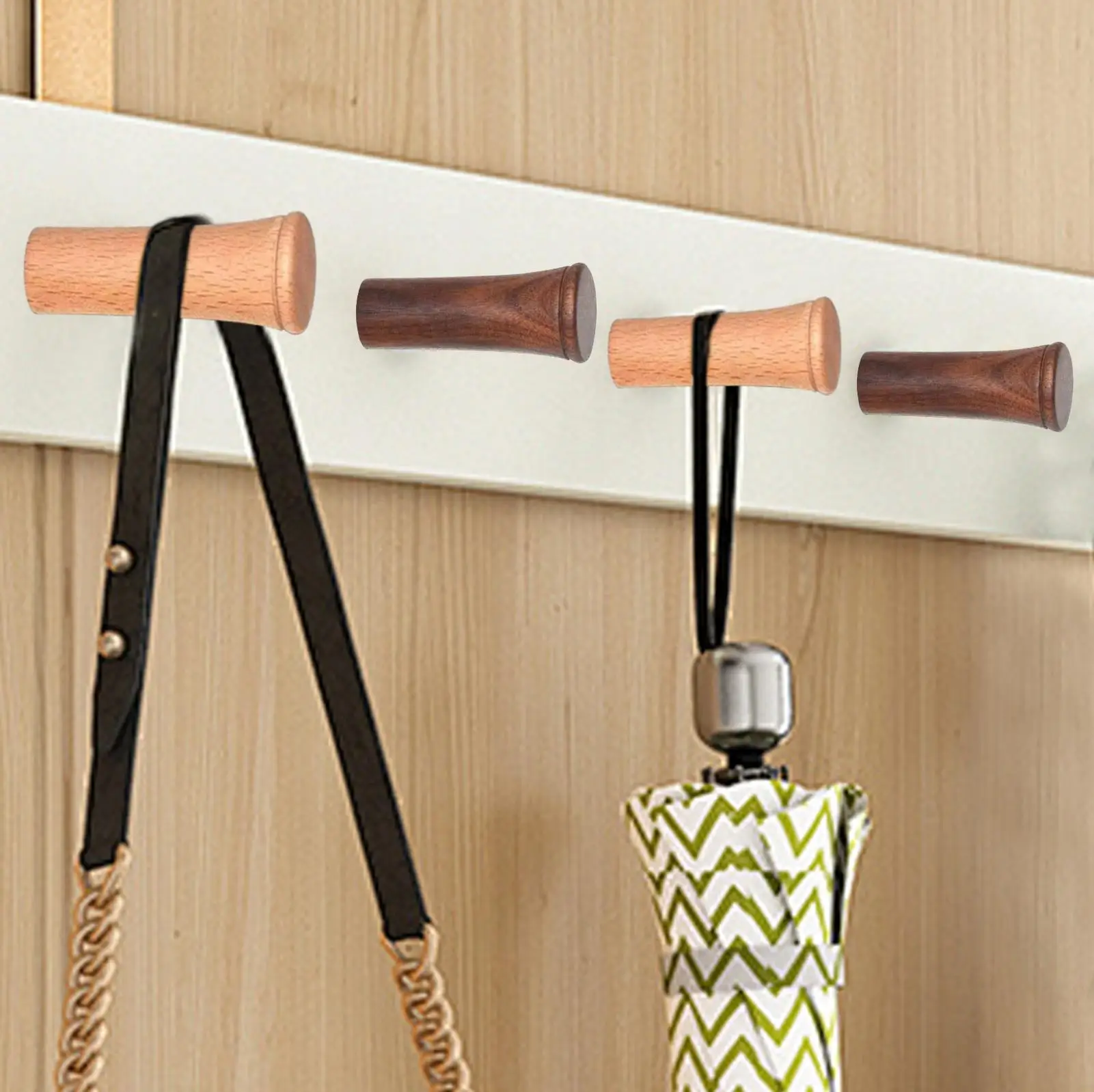 

2pcs Wall Mounted Hook Rack Wooden Entryway Hooks Towel Rack Wall Mounted Clothes And Hat Hook Decor Holder Storage Hanger