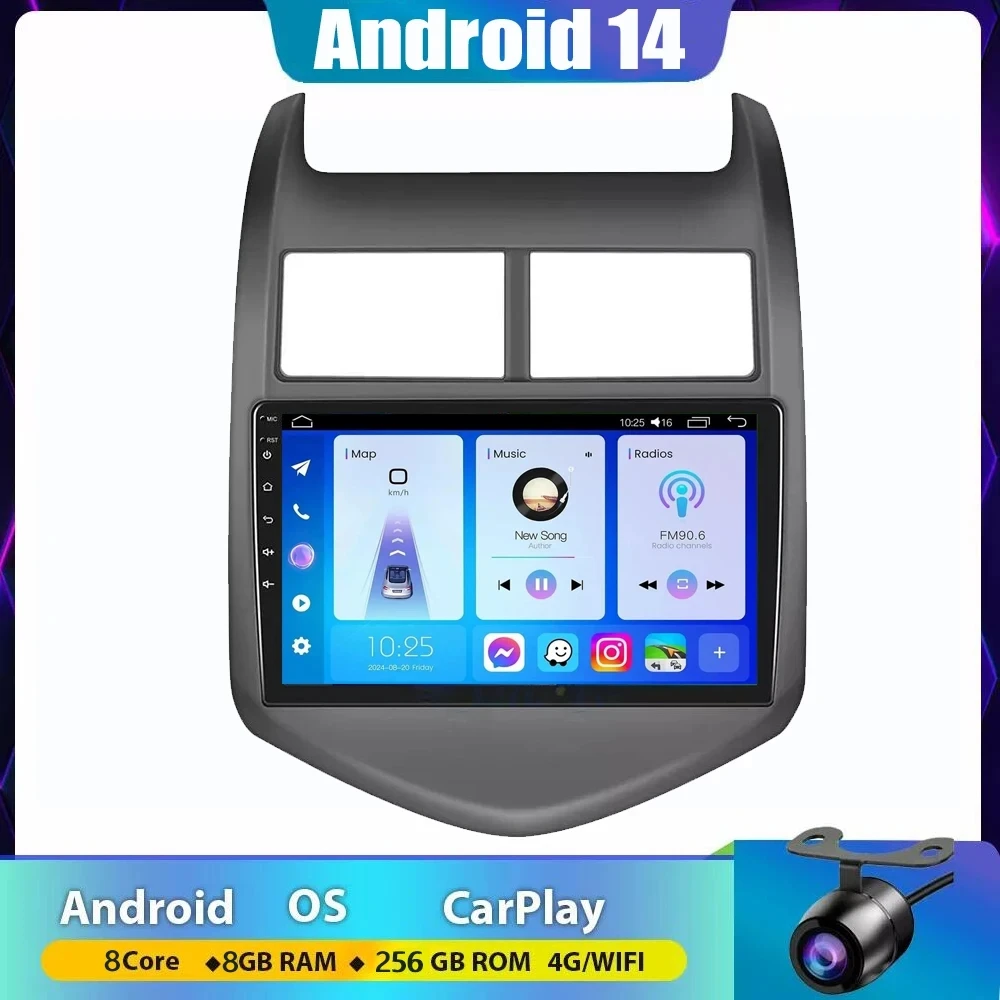 

For Chevrolet Aveo Sonic T300 2011- 2015 Car Radio Android 14 Multimedia Player Navigation GPS CarPlay Screen Auto Stereo